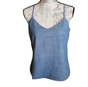 J. Crew Womens Chambray Camisole Tank Top Cami Sz 4 Echo Blue Wash Preppy